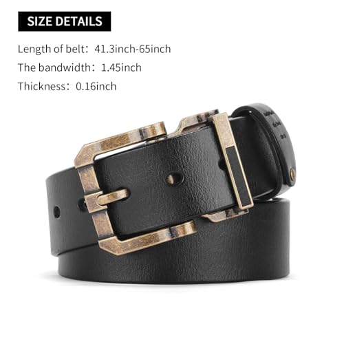 Men's Vintage Style Denim Leather Belt - Trendy Retro Design, Versatile For Any Outfit3