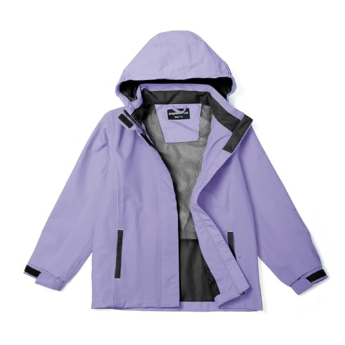 Image of YINGJIELIDE Boys Girls Waterproof Rain Jackets Kids Easy to Fold Windbreaker Lightweight Outdoor Hooded Raincoat