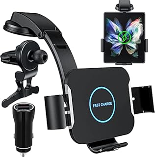 Wireless Car Charger Qoosea 15W Qi Fast Charging Auto-Clamping Car Mount for Air Vent & Dashboard, Car Phone Holder Compatible with Samsung Galaxy Z Fold 4/3/Fold 2 iPhone Xiaomi Google LG Huawei