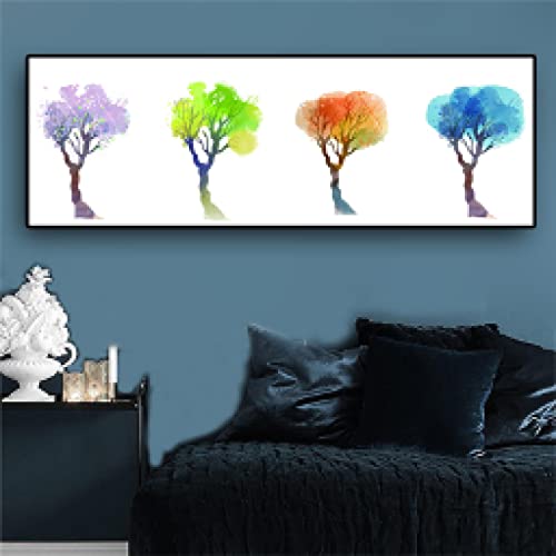 Art abstrait moderne avec cette œuvre florale colorée en impression haut de gamme 30x90cm