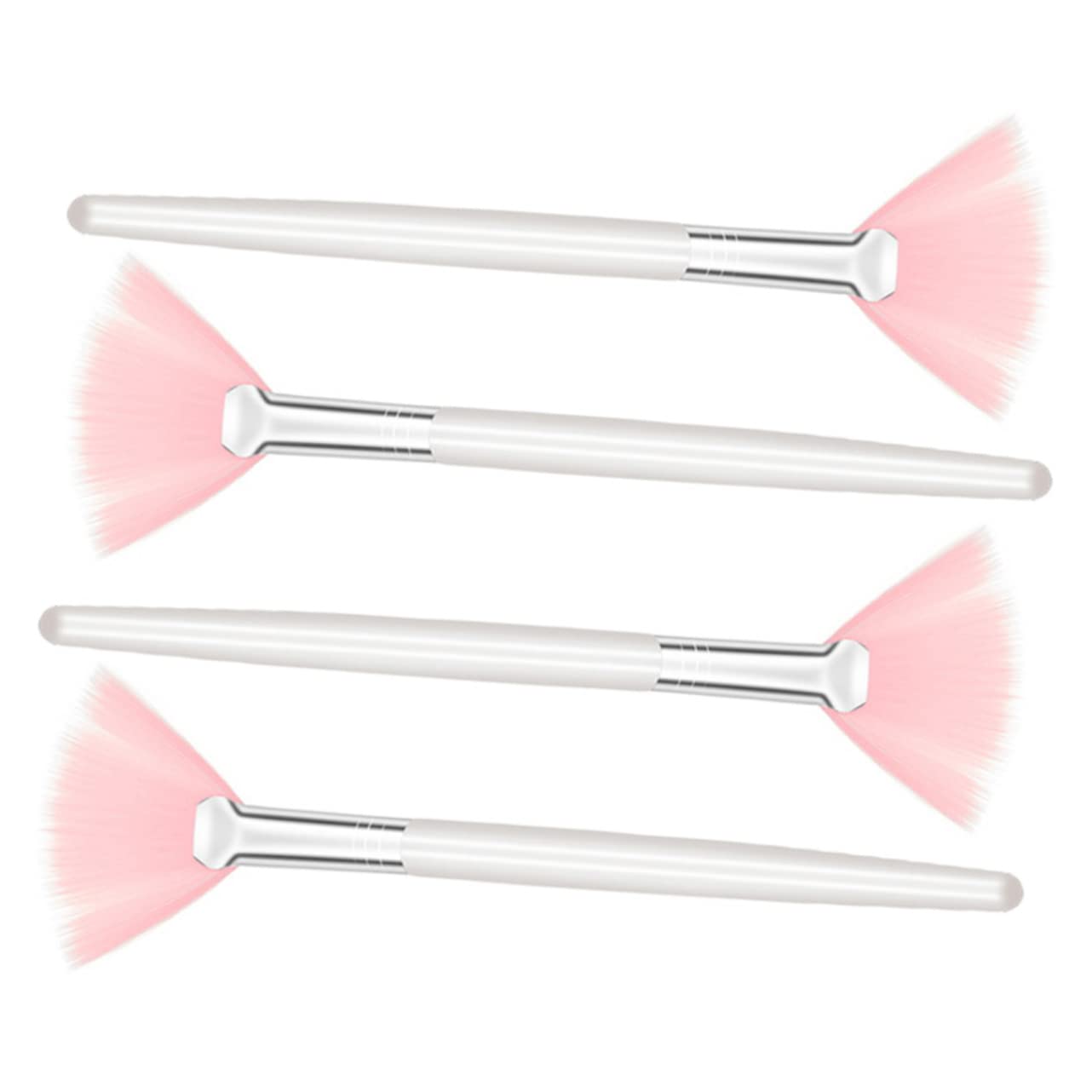 SOESFOUFU Set of 4 Beauty Tools Fan Makeup Brushes Long Handle Facial Brush Makeup Kit for Foundation Blush Powder Comfortable Durable No Shedding