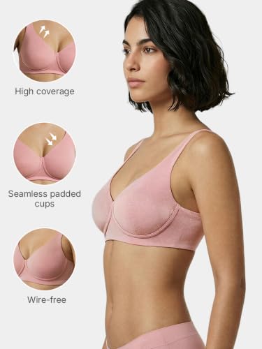 Image of Enamor Bamboo Cotton IO05, Plunge, Everyday Women's T-Shirt Bra - 3X Softer, 4X More Absorbent & Antimicrobial, Padded, Wirefree, High Coverage