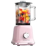 Professional Blender For Smoothies, Countertop Blender with 6 Cup Glass Jar, 3 Functions Including Puree, Crush Ice, 750 Watts (pink)