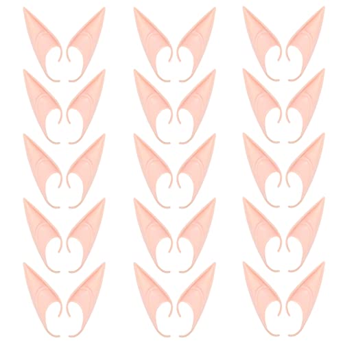 YANZHAN 15 Pair Fairy Pixie Elf Ears for Cosplay Halloween Christmas Any Themed Party - Light Complexion, Long Style