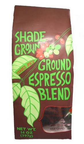 Trader Joe's Shade Grown Ground Espresso Blend Dark Roast Fine Grind 14 oz. (Pack of 2)