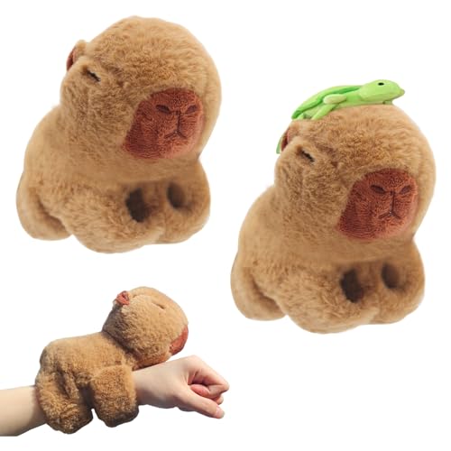 Timisea Animal Slap Bracelets,2 Pcs Capybara Slap Bracelet,Stuffed Animal Capybara Huggers Slap Bracelets,Stuffed Band for Birthday Party capybara Valentines Gift plush