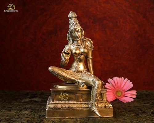 Statue Parvati sculpture artisanale de collection finition dorée antique