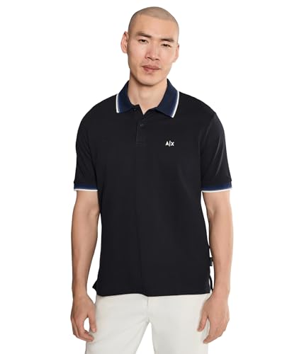 Camiseta polo Armani Exchange negra y dorada miniatura 1