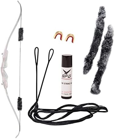 SOPOGER Bowstring Set 14 Strands Bow String 52-68 inches with 1 Pair Rabbit Fur Silencer 1 String Wax 2 Archery Brass Nock Points for Traditional Longbow Recurve Bow