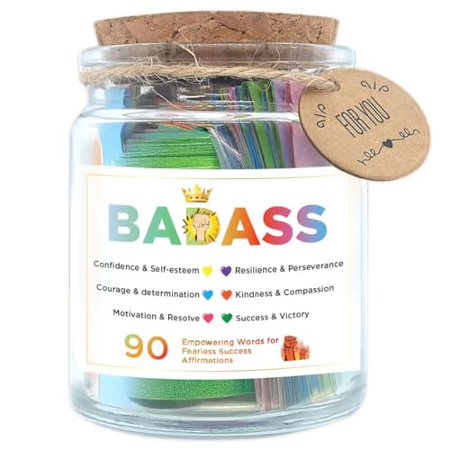 Badass Affirmation Jar Inspirational Gift Daily Affirmations for Women Funny Affirmation Cards Birthday Gifts for Her Women Valentines Day Gifts