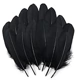 THARAHT 120pcs Black Goose Feathers Natural Bulk 6-8 inch 15-20cm for Crafts DIY Cosplay Wedding Party Halloween Decoration Goose Nagoire Feathers