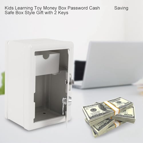 Petite caisse de rangement en métal blanche avec code secret - 7