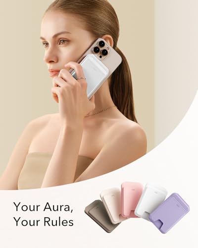 Image of ESR Upgraded for Aura MagSafe Wallet, 5 Card-Holder with Adjustable Stand, RFID Blocking,Wallet for iPhone, Slim for iPhone 17e /17 /16 /15 /14 /13 /12,Google Pixel 10 /Pro /Pro XL,Not for Mini,Bright White