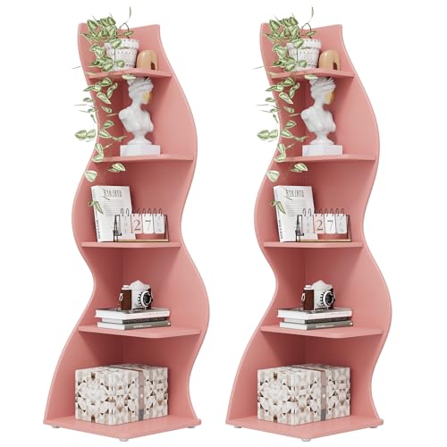 Tribesigns Corner Shelf, Modern 5-Tier Wall Corner Bookshelf, Stylish Corner