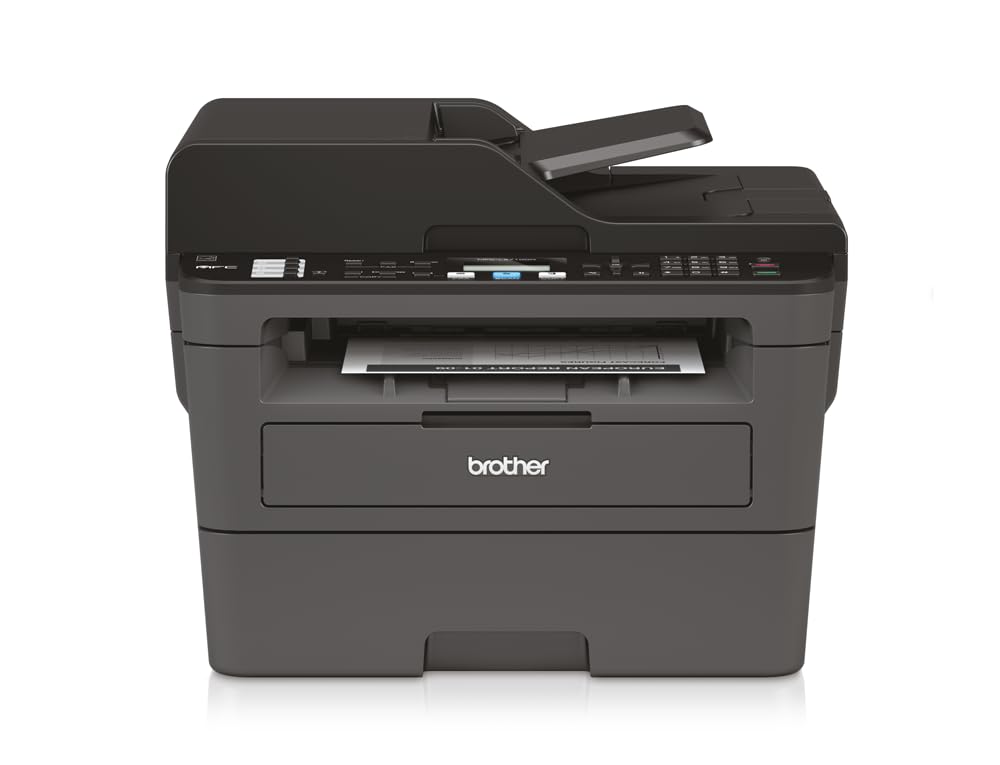 Brother MFC-L2710DN , Monochrom, Kompaktes 4-in-1 S/W-Multifunktionsgerät (30 Seiten/Min., Drucken, scannen, kopieren, faxen, A4, echte 1.200x1.200 dpi, USB 2.0, Duplexdruck, LAN), dunkelgrau/schwarz