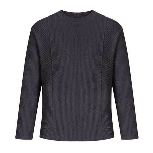 Men's Long Sleeve Shirts Ribbed Pullover Shirt Losse Fit Thermal Tops Crew Neck Stretchy Shirts Comfy Outdoor Shirt4