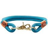 HUNTER Oss Halsung, Halsband für Hunde, Tau, Seil, Messing-Karabiner, Maritim, Petrol, M-L