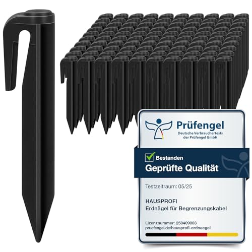 Juego de 200 piquetas para robot cortacésped, cable de limitación HAUSPROFI para fijación de alambre de limitación compatible con Bosch, Gardena, Husqvarna, Worx, Yard Force