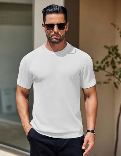 COOFANDY Men's Knit T-Shirts Short Sleeve Crewneck Shirt Casual Textured Pullover Tees2