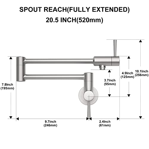 Mstjry Pot Filler Faucet Wall Mount Commercial Kitchen Faucets Stainless Steel Stretchable Double Joint Swing Arm Single Hole Two Handle Kitchen Sink Faucet #TOP5
