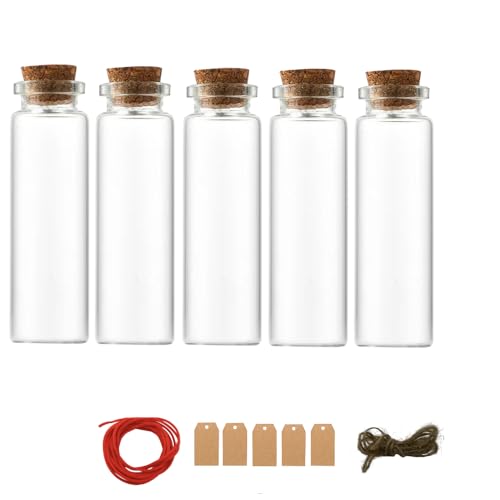 elewabise Botellas de vidrio para chupito con tapas, botellas de poción con tarros de hechizos de corcho, botellas decorativas para fiestas, decoraciones de Halloween, accesorios de almacenamiento,