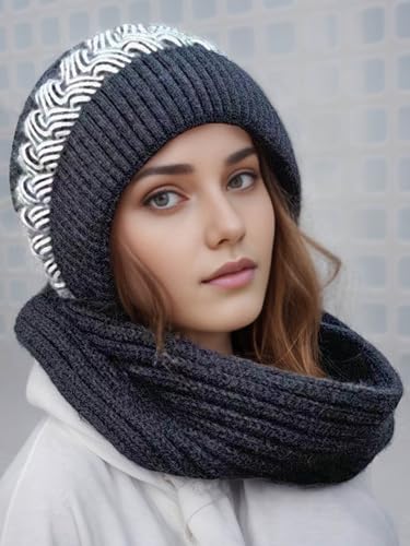 Christmas gifts,Christmas party decorations,winter beanie hat scarf gloves set for women,Women's Hat, Scarf, and Touchscreen Gloves Set for Cold Weather (Black)3
