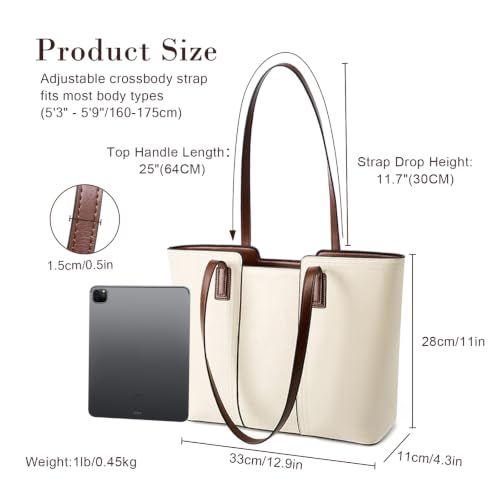 Bolso Tote grande de cuero genuino para mujer miniatura 4