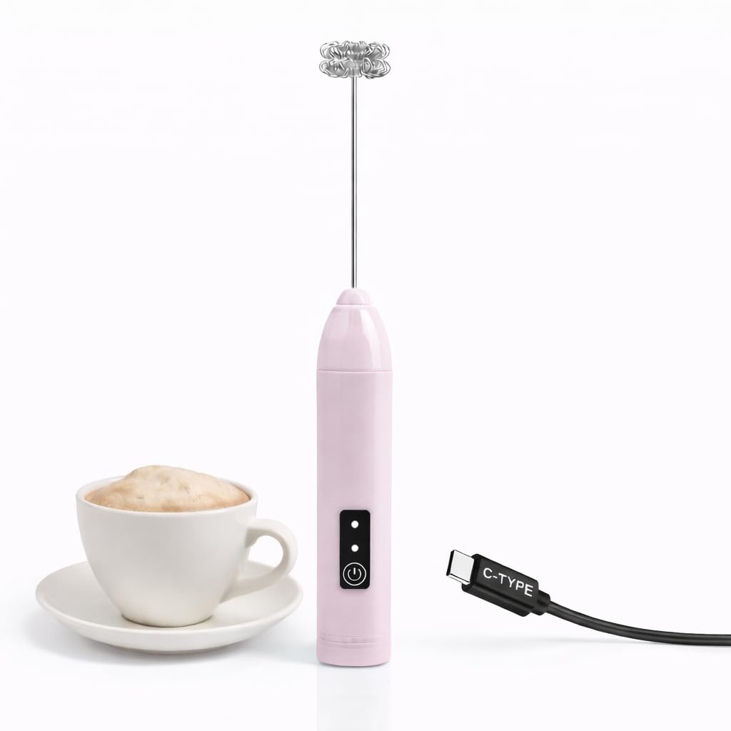 Nibbler Supreme 3-Speed Rechargeable Milk Frother for Coffee | Electric Whisk Mixer | Stainless Steel, Stand-Up Design (Baby Pink)-image-44