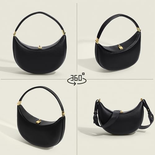 Crescent Bags for Women PU Leather Designer Half Moon Bag with Hasp Closure Trendy Purses for Women 2025 Crescent Bag3