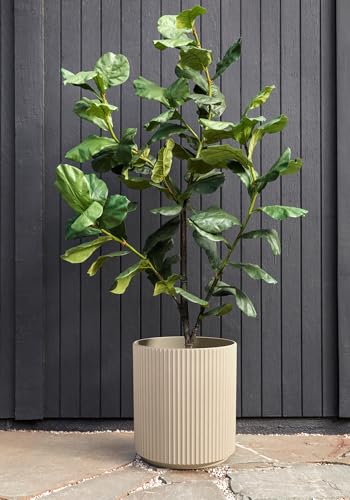 Image of Veradek Round Demi Planter Pots for Indoor /Outdoor Garden Use, Made from Plastic-Concrete Mix with Drainage Holes, Perfect for Small to Large Succulent Plants, Flowers, Modern Interior Plants