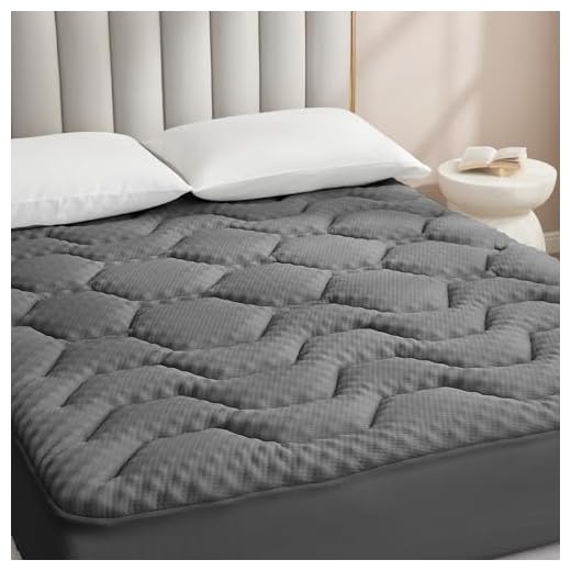EHEYCIGA Surmatelas 140 x 190 Memoire de Forme, Fibre de Rafraichissant sur Matelas 2 Personnes 140x190 avec Poche Extra Profonde, Gris Foncé