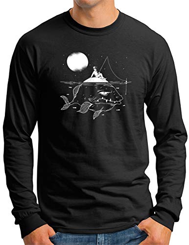 T-shirt à manches longues pour homme OM3 vêtement de pêche noir grande taille