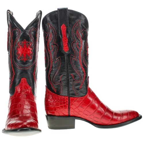 Image of Vaccari Men's Travis Genuine American Alligator Belly Leather Western Cowboy Boots