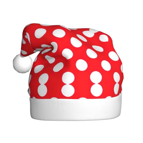 DUWAA Bonito sombrero de Navidad con estampado de lunares, divertido sombrero de Papá Noel para adultos, novedoso gorro de vacaciones para fiestas de Año Nuevo