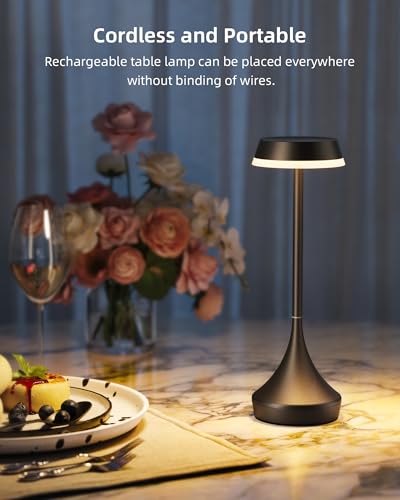 Image of Cordless Lamp, 6000mAh, Outdoor Waterproof, Touch Control, Dimmable, 3 Color Temperature, RGB, LED Memory Function, Portable Battery Operated, Rechargeable Table Lamp Patio Dinning Restaurant Kitchen