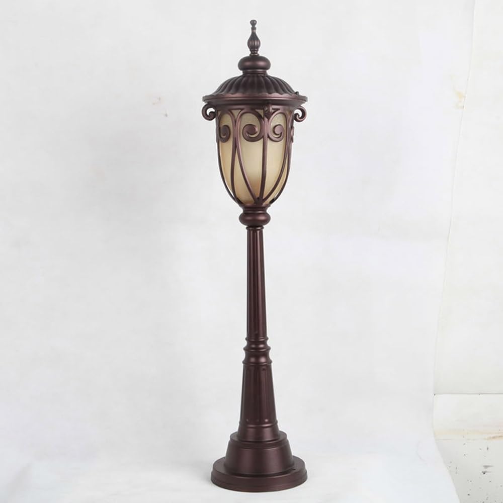 HELCEKOU Brown Post Lighting Outdoor Pole Light with Glass Shade Street Lamp for Garden Backyard Courtyard Patio Porch