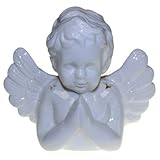 Jeder Cherub ist aus strapazierfähigem Material und hat eine weiche, graue Oberfläche, die einen Vintage-Eindruck verleiht. und Ölbrenner, modernes schlichtes Design.