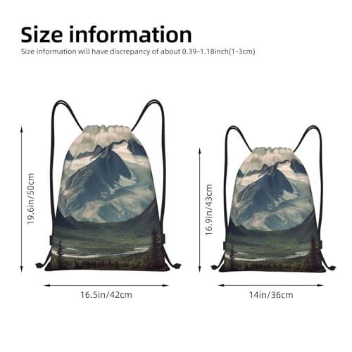 Alaska Mountains Drawstring Backpack for Men Women Sports Sackpack Waterproof Gym Sack Draw String Cinch Bags Medium4