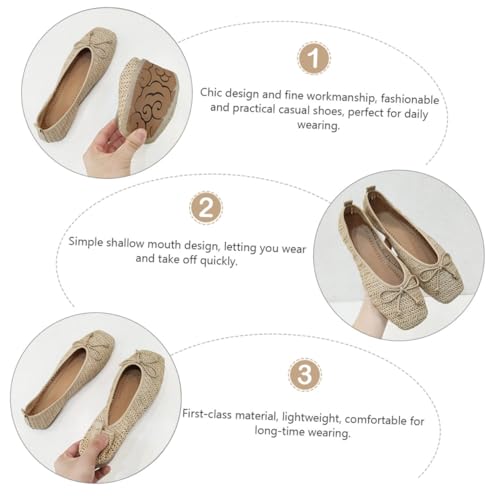 Zapatos de abuela retro tejidos planos para mujer: calzado casual cómodo corte bajo 4