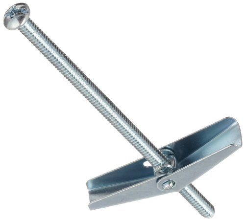 Steel Toggle Bolt, Zinc Plated Finish, Round Head, Slotted Drive, 4