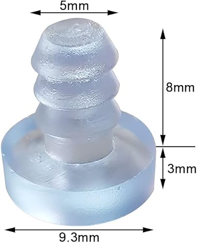 Miniatura 3 de Paquete de 50 topes de mesa de vidrio de 0.189 in con vástago, parachoques de mesa de vidrio de goma transparente, espaciadores de mesa de patio