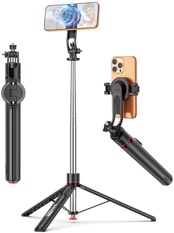 70'' Magnetic Automatic Selfie Stick Travel Tripod for Cell Phone, Auto Opening Phone Tripod Stand with Magnetic Remote, 360° Rotatable Extendable Smartphone Stand Compatible with iPhone/Android
