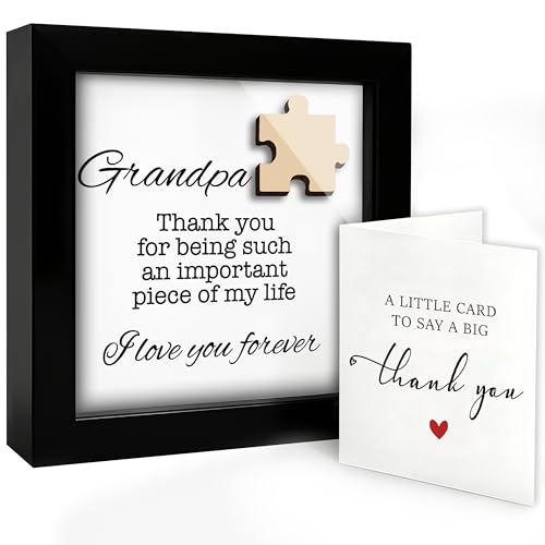 Fathers Day Grandpa Gift from Grandkids, Thank You Card Father's Day, Grandpa Puzzle Frame Birthday Appreciation Gifts for Papa Dad, Thank You for Being Such Important Piece, Keepsake Decor HF396-GP