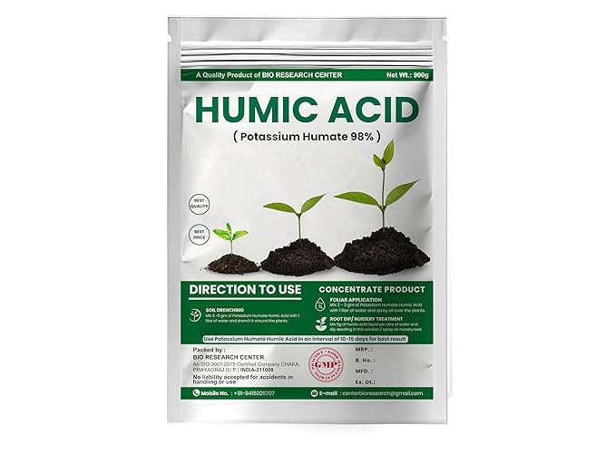 Bio Research Center Humic Powder (Potassium Humate 98%) for Plants – Soil Conditioner for Garden & Agriculture (5000gm, 5Packx1000gm)