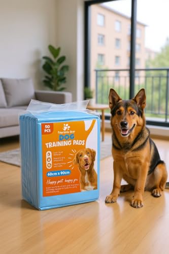 Pawtastic Gear - Welpenunterlagen 90x60 cm, 5-lagige Trainingspads 50 Stück, Auslaufsicher und Strapazierfähig mit Schnell Trocknender Oberfläche, PIPI Matten für Hunde, Blau-Weiß