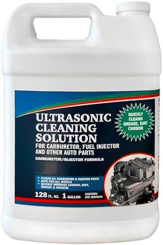 Ultrasonic Cleaner Solution for Carburetors and Engine Parts, Ultrasonic Cleaning Solution and Washing Compound for Ultrasonic and Immersion Washers - Concentrated (1 Gallon)