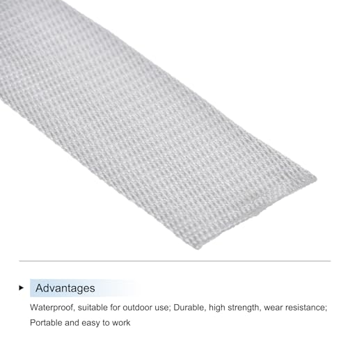 Image of MECCANIXITY Lightweight Polypropylene Webbing Strap 2 inch 10 Yard Backpack Strapping Band Pale Grey for Outdoor Luggage Cargo Straps
