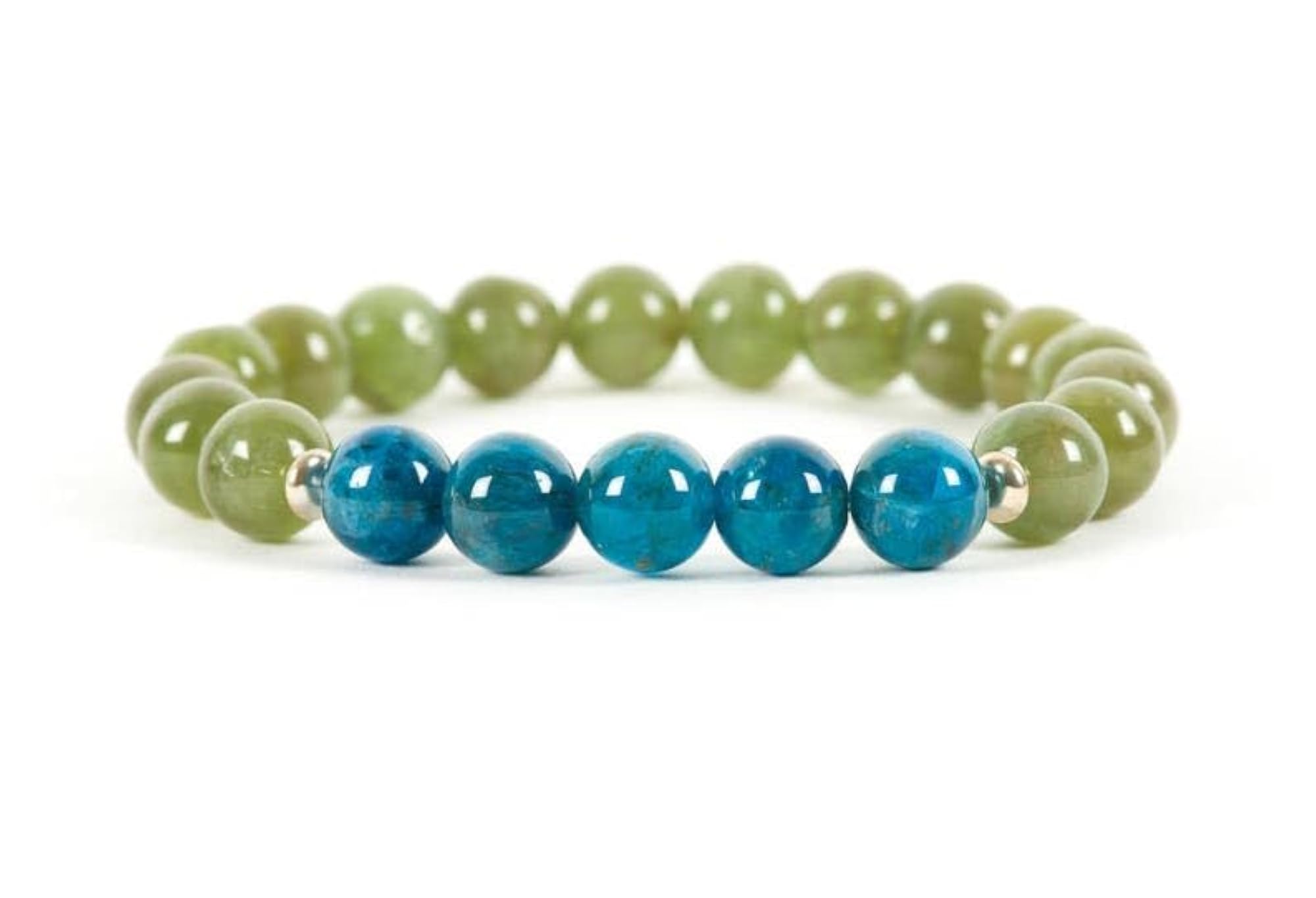 Natural Blue & Green Apatite Gemstone Stretch Bracelet, Unisex