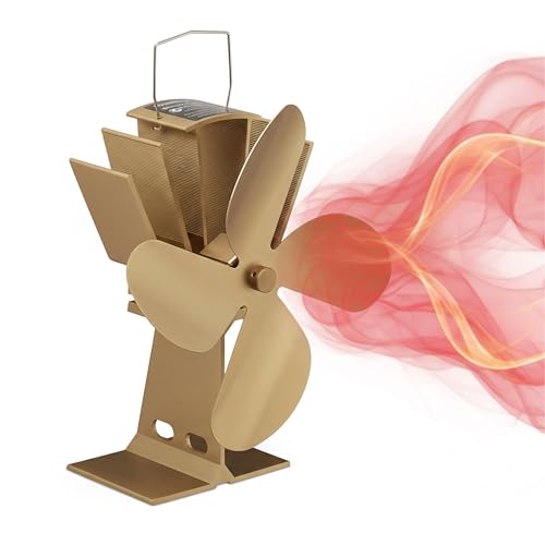 Relaxdays kachelventilator houtkachel zonder stroom, 4 rotorbladen, brons