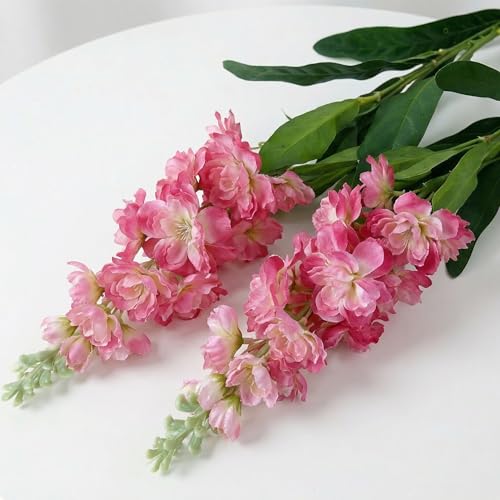 Image of Decor & More 2 PCS Realistic Silk Delphinium Long Stem Artificial Flowers Bunch Without Pot | Artificial Flower for Decoration | Long Artificial Flowers for Big Vase | Home & Restaurant (Without Pot)